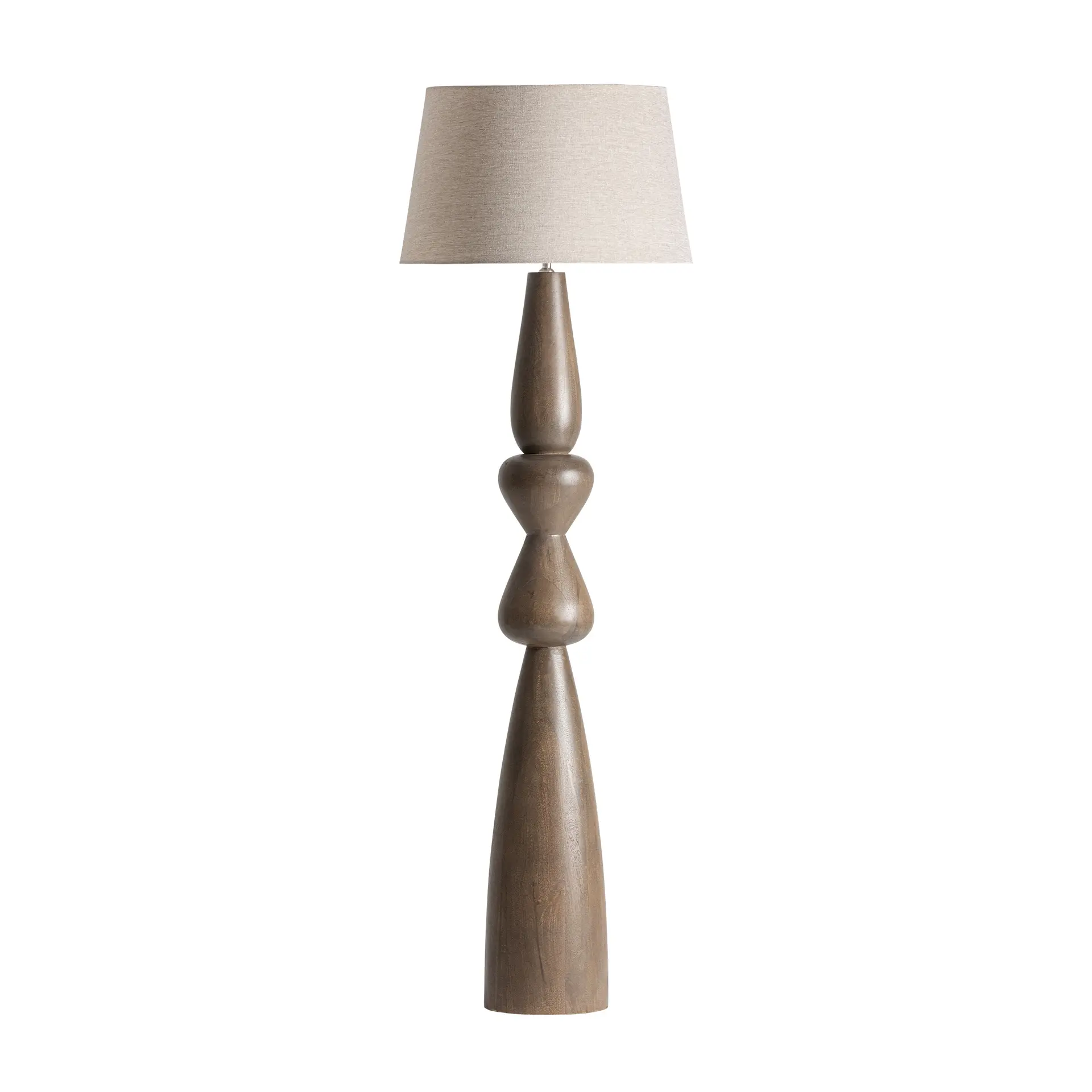 Produse - Lampa de Podea din Poliester și Lemn de Mango Maro, 50x50x160cm, VicalHome 38424 VicalHome 38424